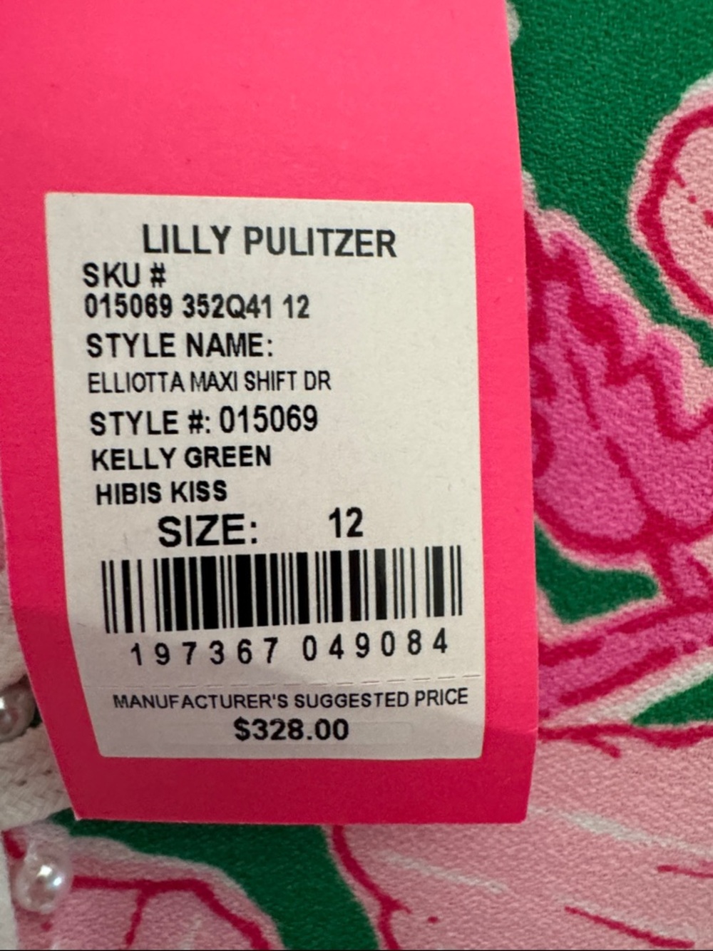 Lilly Pulitzer Pink & Green Sleeveless Floral Top with Embellished Neckline - Picture 4 of 7